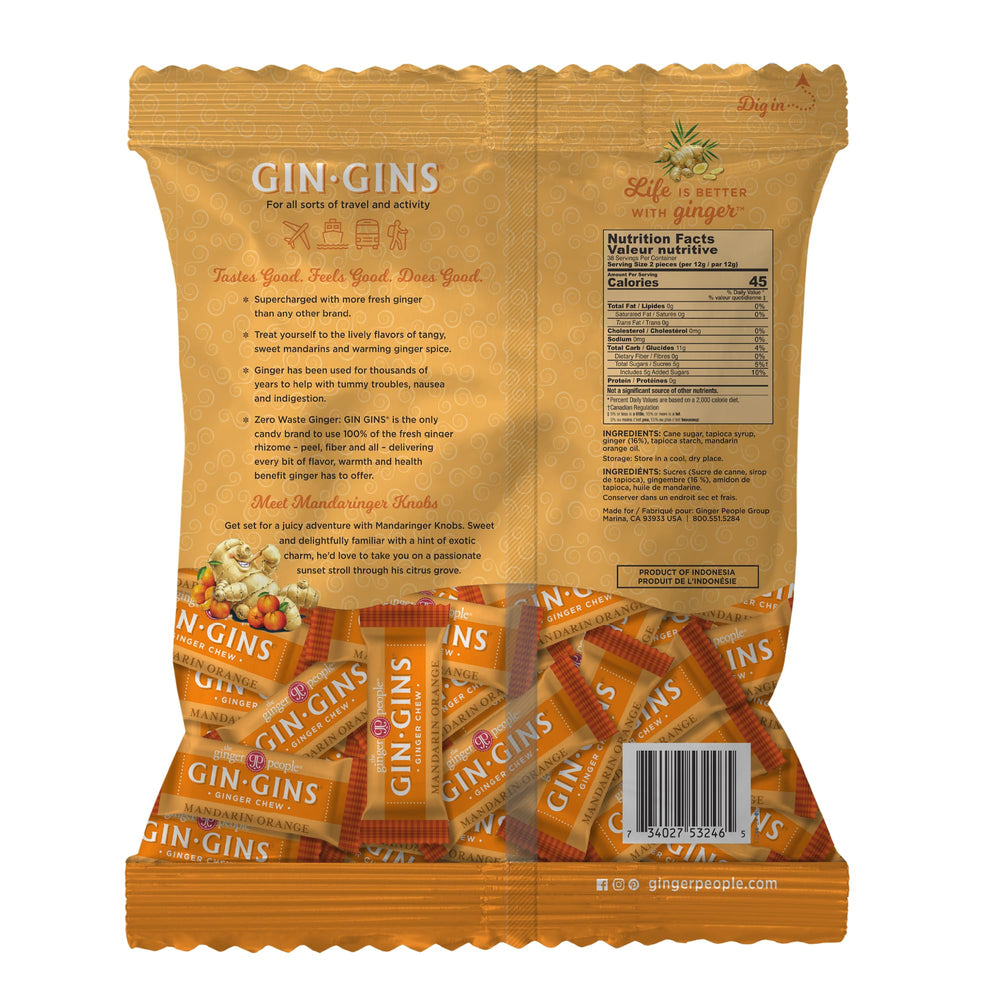 The Ginger People GIN GINS on-the-go snack for convenient digestive support.