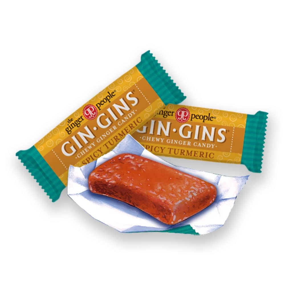 Vibrant turmeric-gold chewy pieces with ginger spice from The Ginger People.