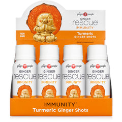The Ginger People Ginger Rescue Turmeric Shots bottle pour for a quick morning boost.