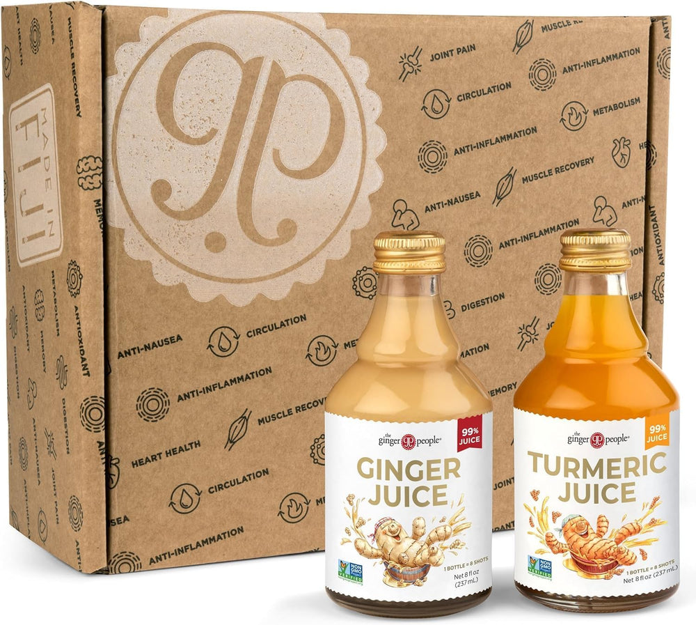 The Ginger People Ginger & Turmeric Juice Set with two bottles for daily wellness.