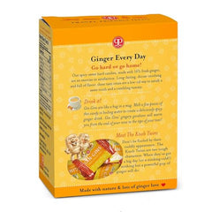 The Ginger People box front image suggests travel-friendly packaging for quick relief and mood lift.