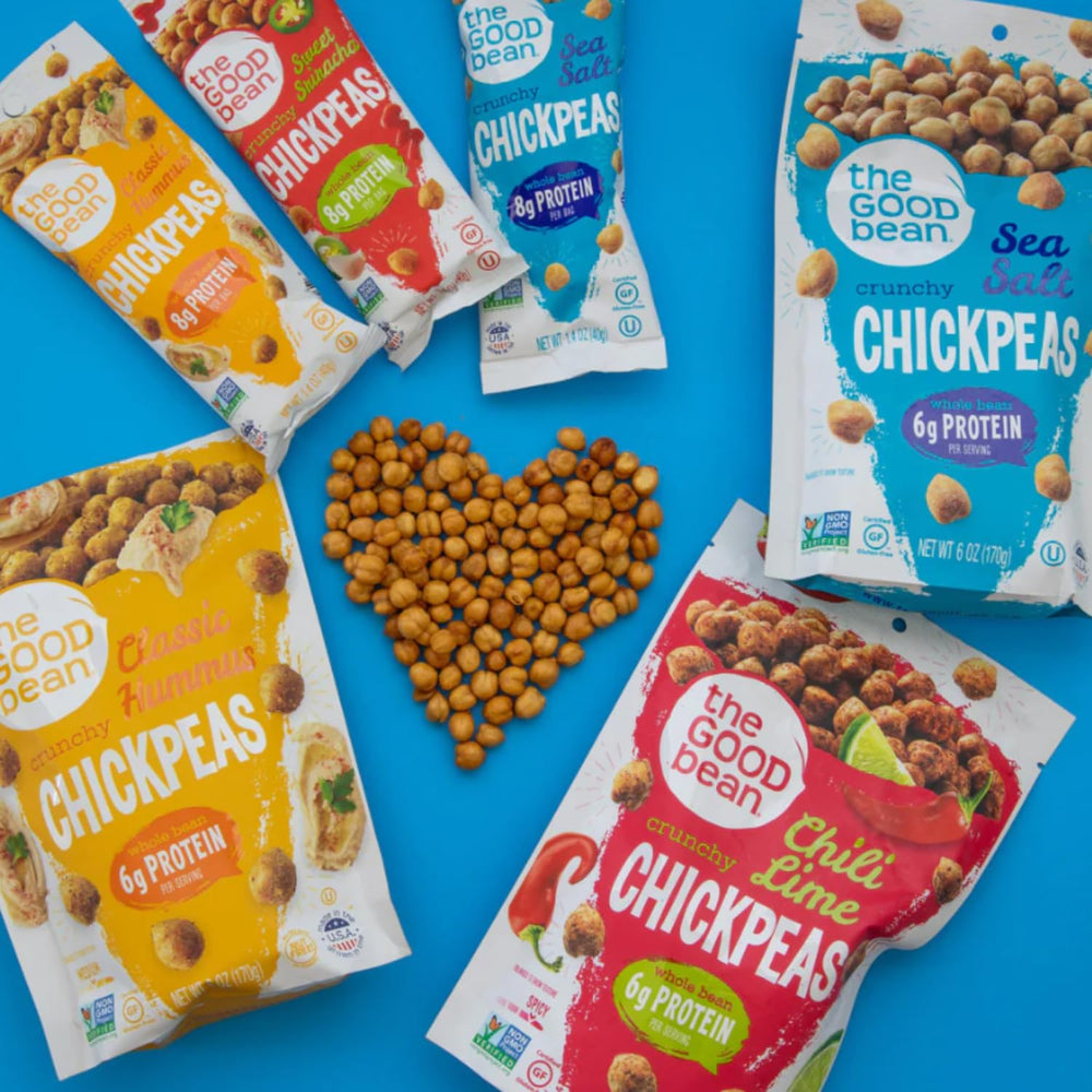 The Good Bean Crunchy Chickpeas on-the-go snack with plant protein and fiber.