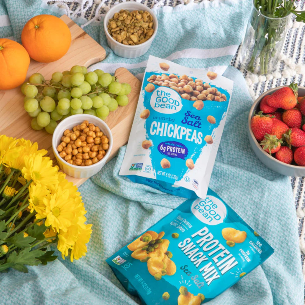 The Good Bean Crunchy Chickpeas salad topping hints at versatile crunch.