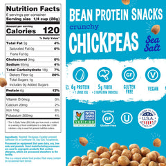 The Good Bean Crunchy Chickpeas Sea Salt close-up highlighting roasted texture and crunch.