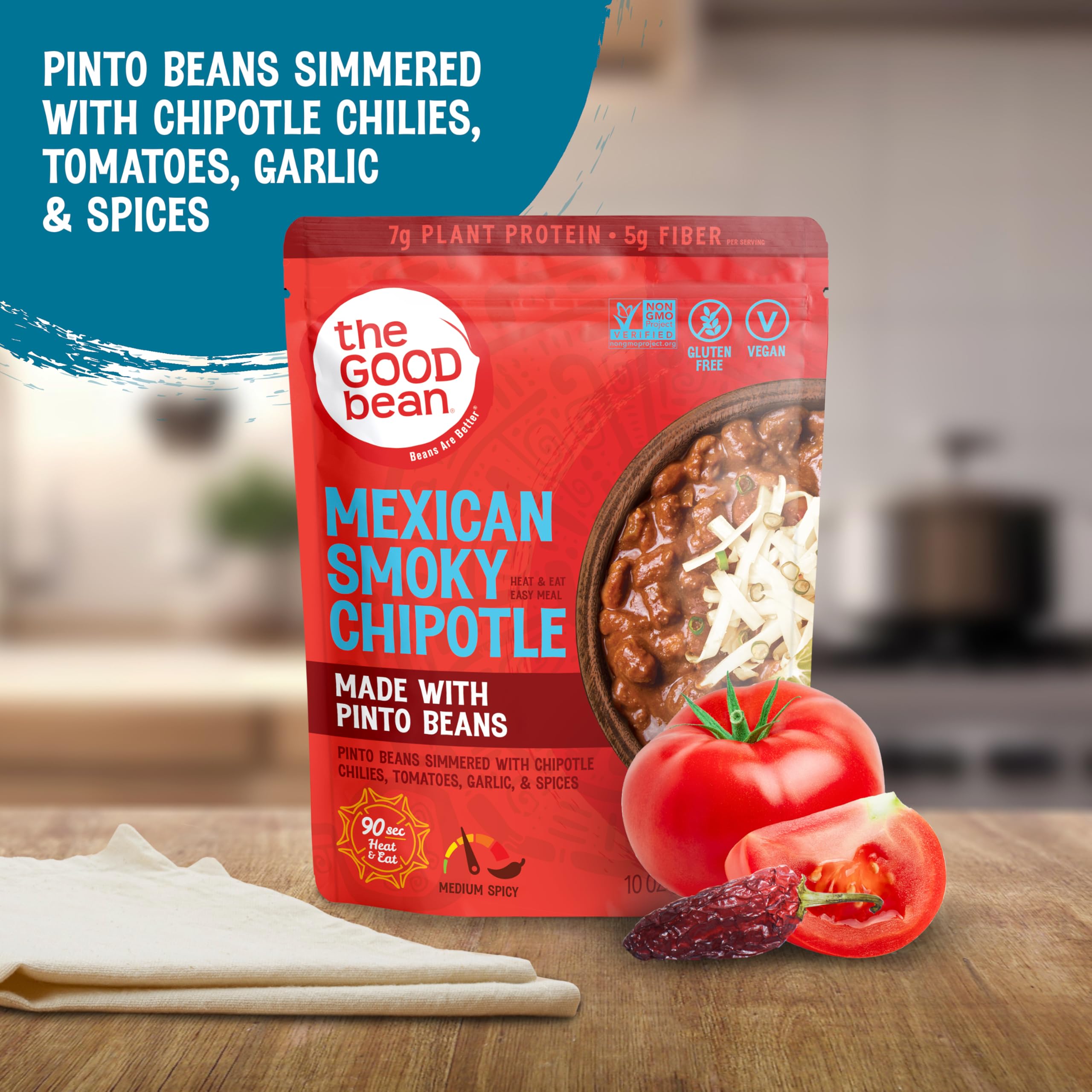 The Good Bean 4-pack packaging for convenient meals on the go.