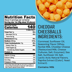 Close-up of The Good Crisp Company cheddar cheese balls showing crisp exterior and creamy center.