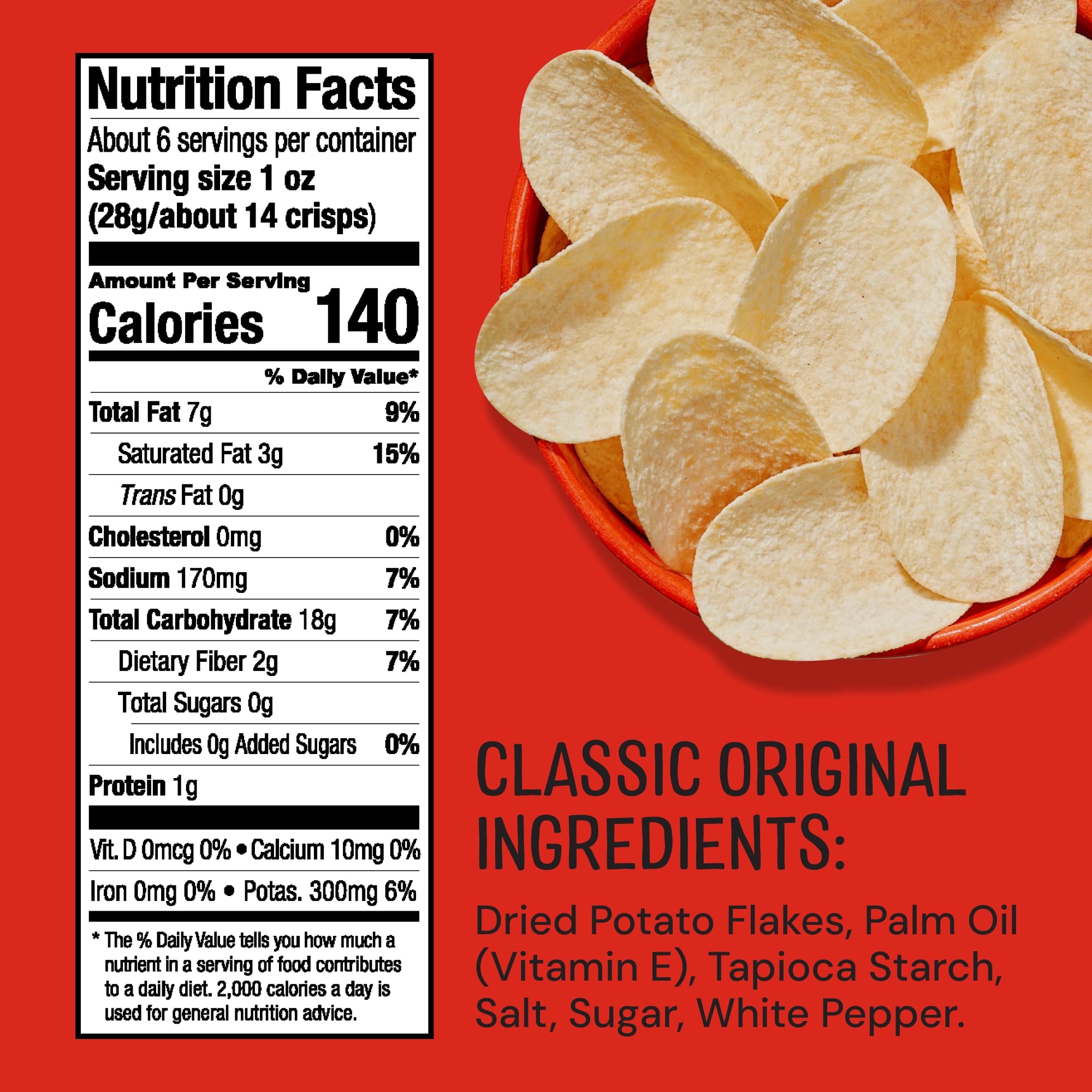 Chips close up showing crisp texture and clean ingredients