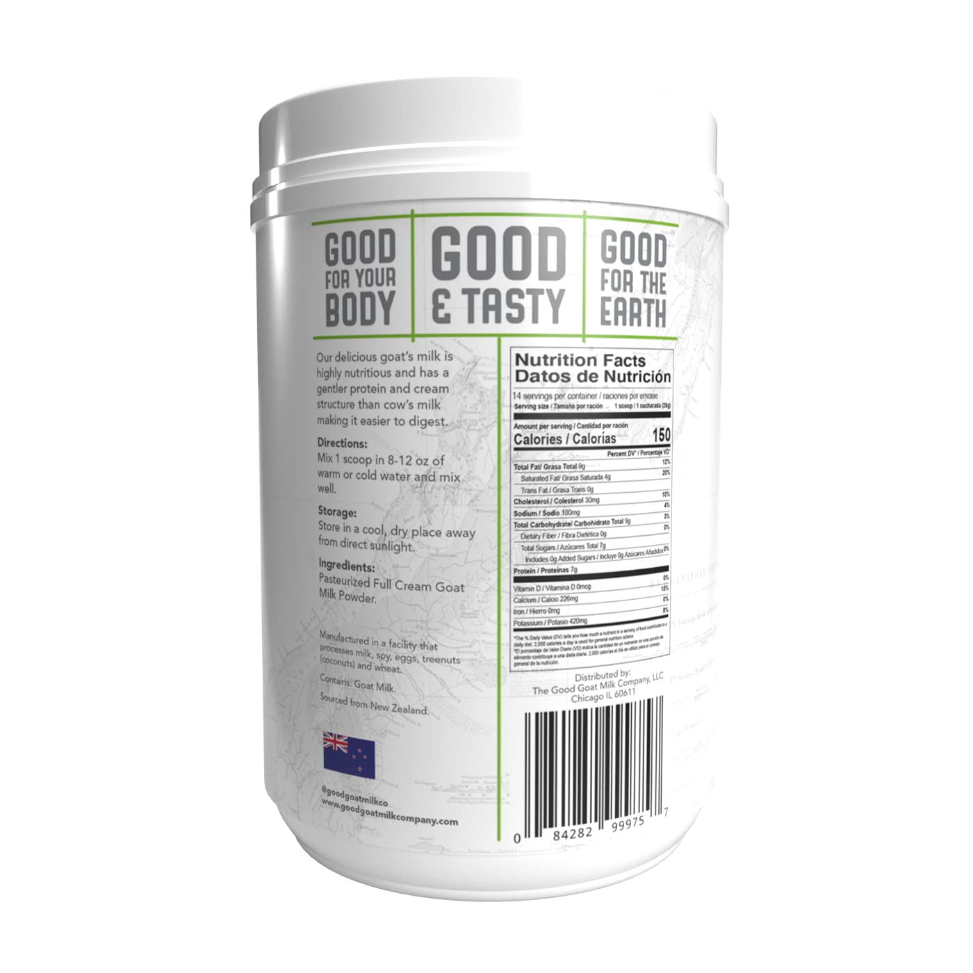 The Good Goat Milk powder ingredients highlight a single-ingredient dairy solution