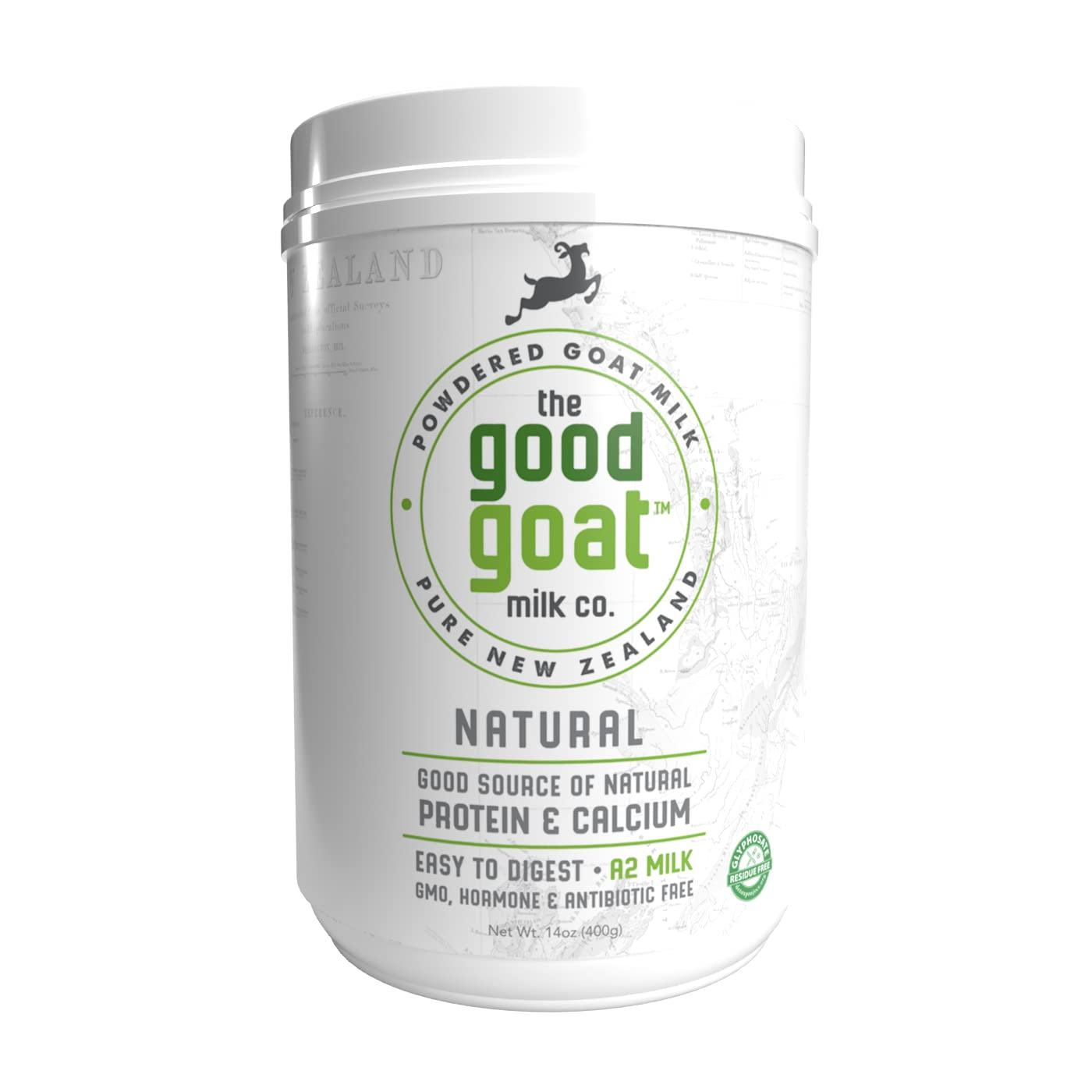 The Good Goat Milk powder tin close-up, pure additive-free ingredient for everyday use