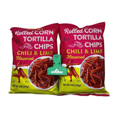 The Grafton Way chip clip with Trader Joe's chili-lime rolled chips for fresh, crunchy snacking.