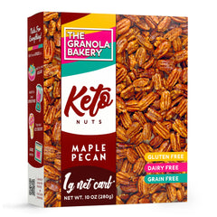 THE GRANOLA BAKERY Maple Pecans bag front, keto-friendly snack option.