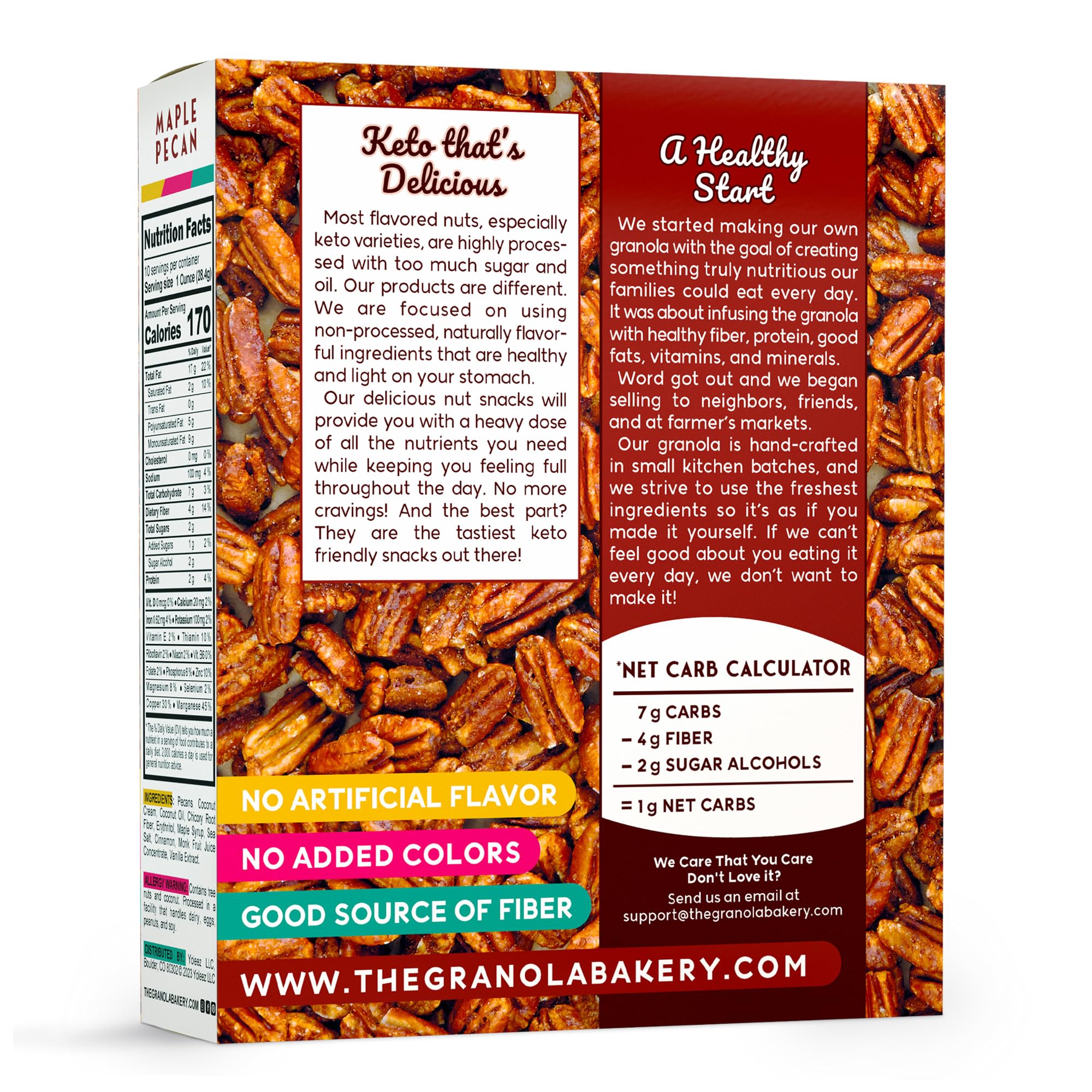 THE GRANOLA BAKERY Maple Pecans non-GMO label signals clean ingredients.
