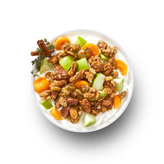 Cinnamon Keto Granola closeup reveals almonds and crunch with nutrient-dense, fiber-rich appeal.