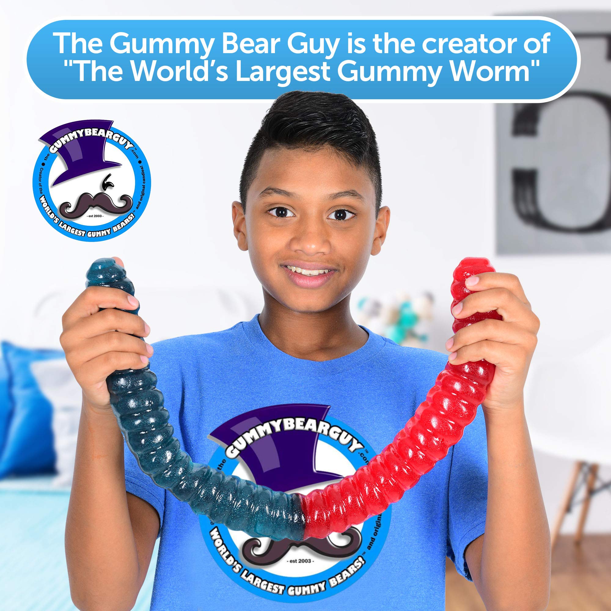 The Gummy Bear Guy 2-pound worm showcased as a celebration centerpiece
