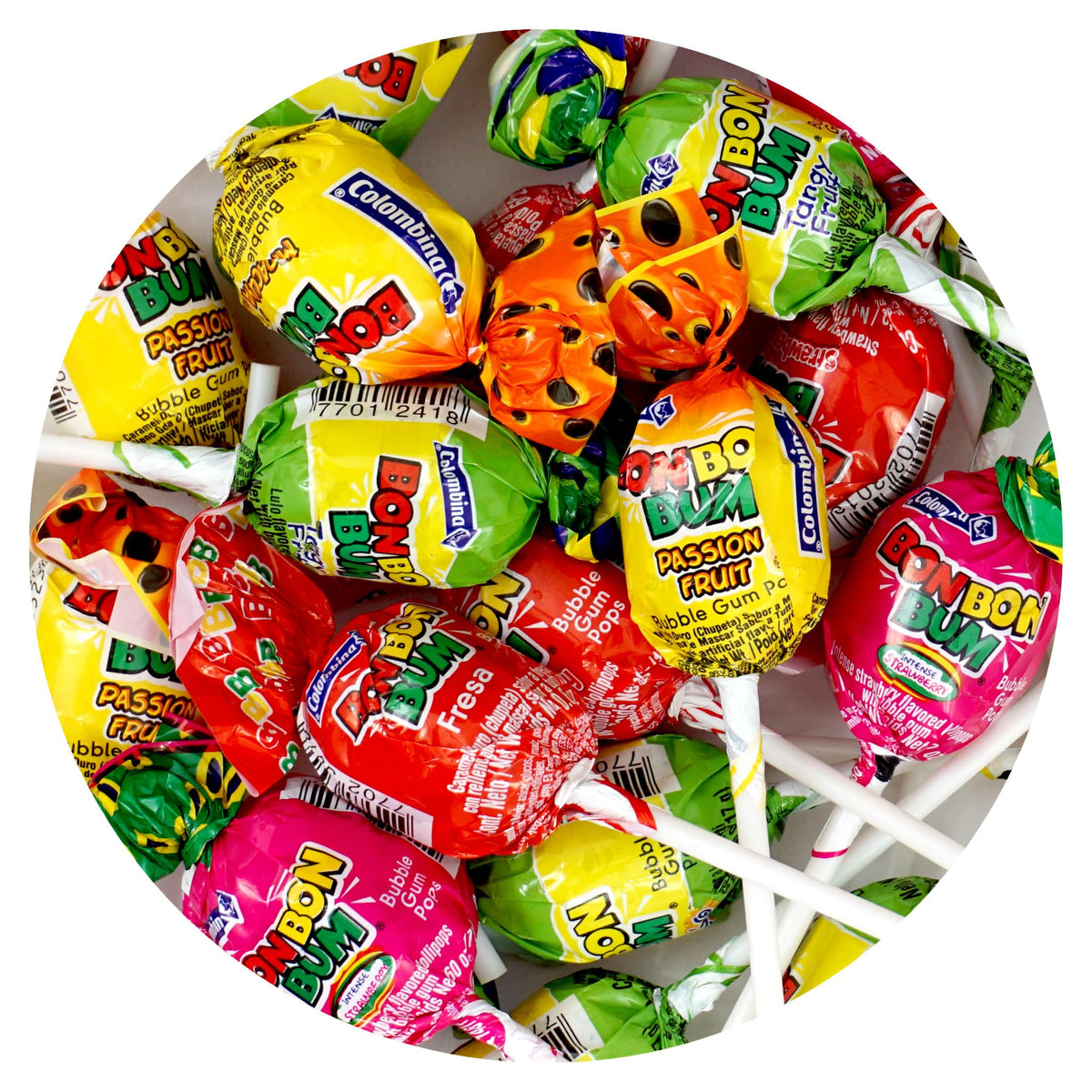 The Hampton Bon Bon Bum assorted flavors pops for party favors and celebrations.