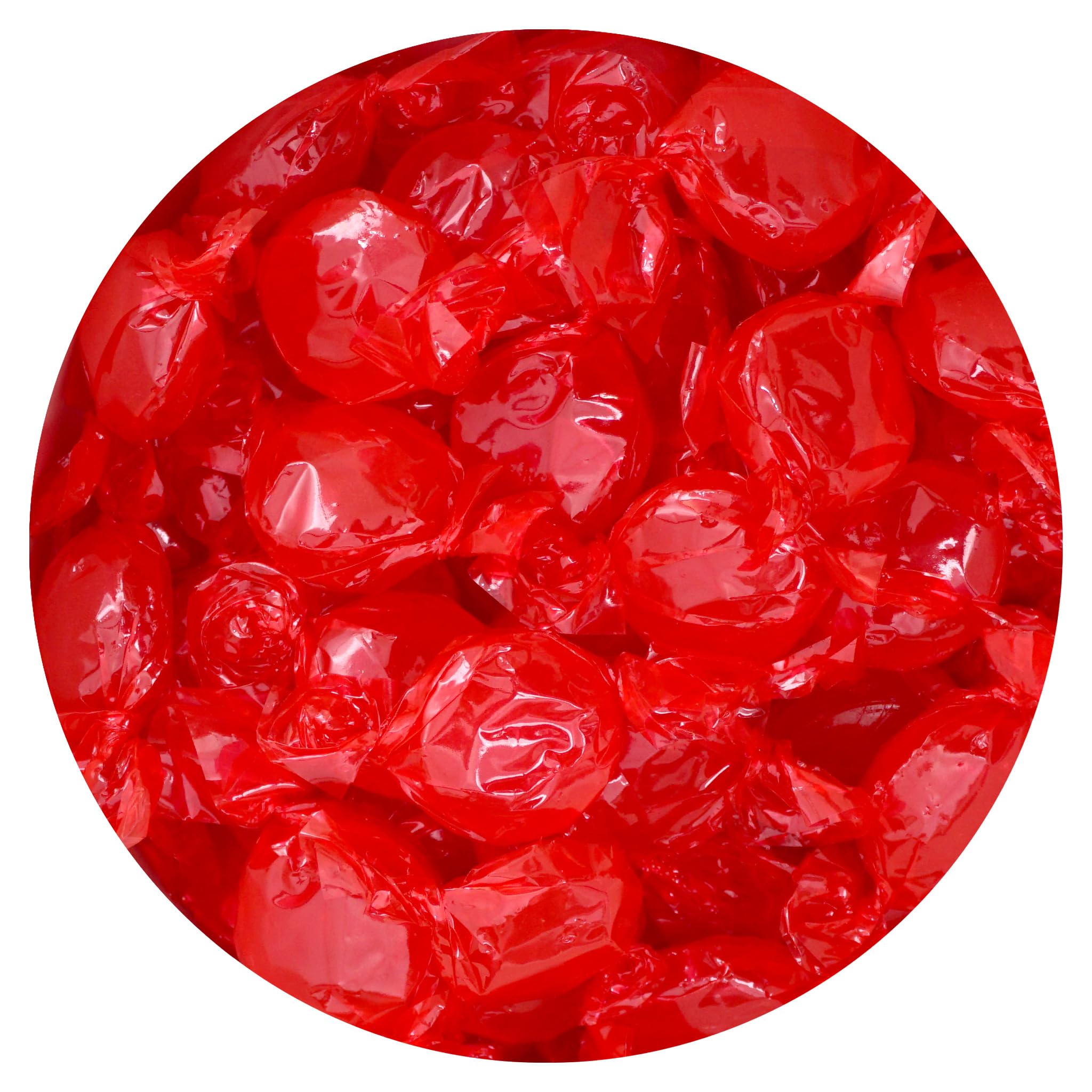 Arcor Cinnamon Discs closeup shows hot cinnamon flavor and glossy red coating.
