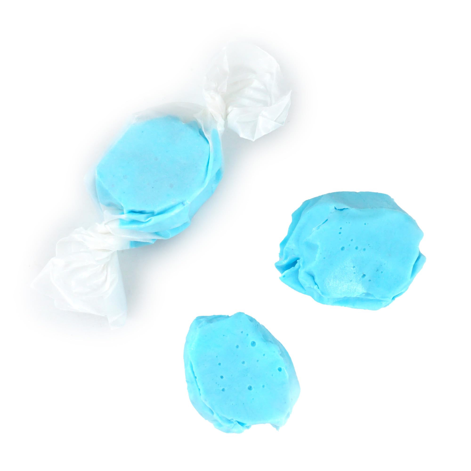 The Hampton Candy blue raspberry taffy closeup showing glossy texture and vibrant color.