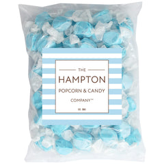 The Hampton Candy blue raspberry taffy wrapped pieces ready for a candy tray.