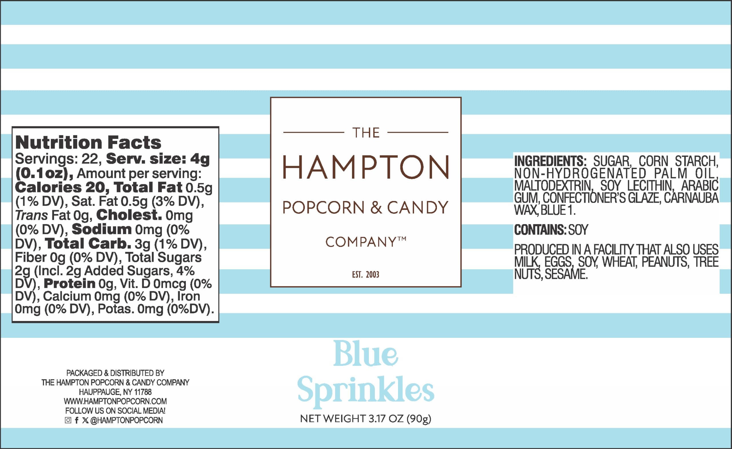 Blue Sprinkles Jimmies from Hampton for cake decorating creates vibrant desserts.