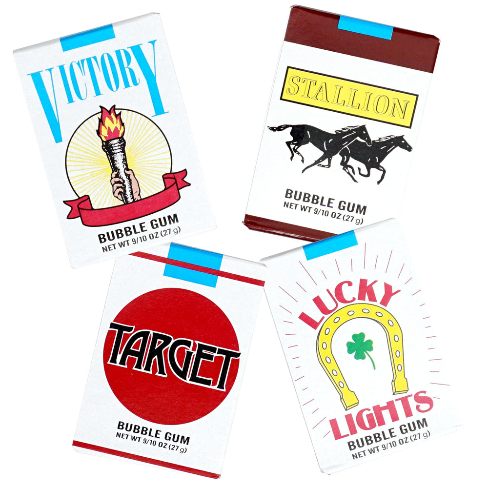 The Hampton Bubble Gum Cigarettes displayed on a desk, retro workplace moment.