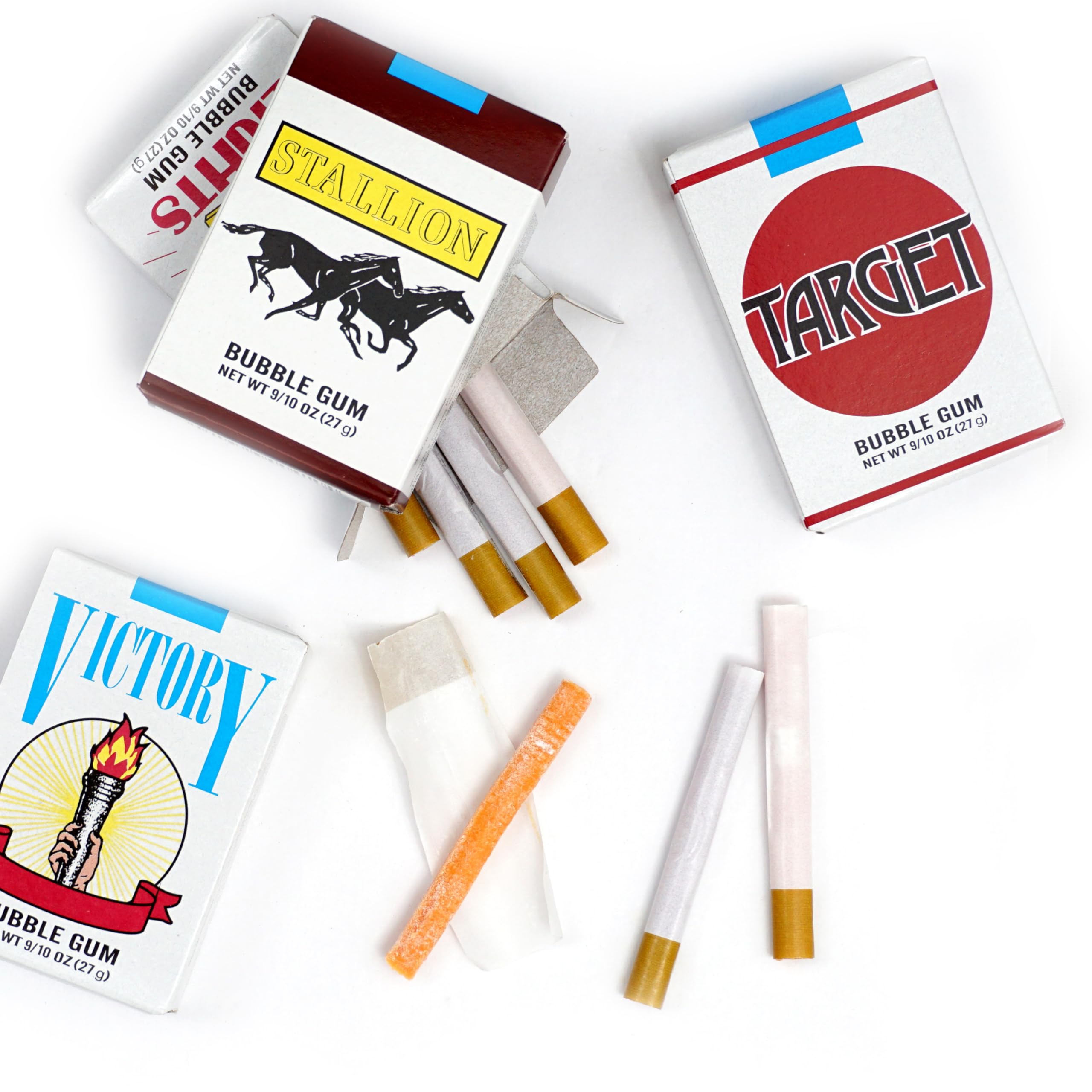 Close-up of The Hampton Bubble Gum Cigarettes sticks, perfect for playful snacking.