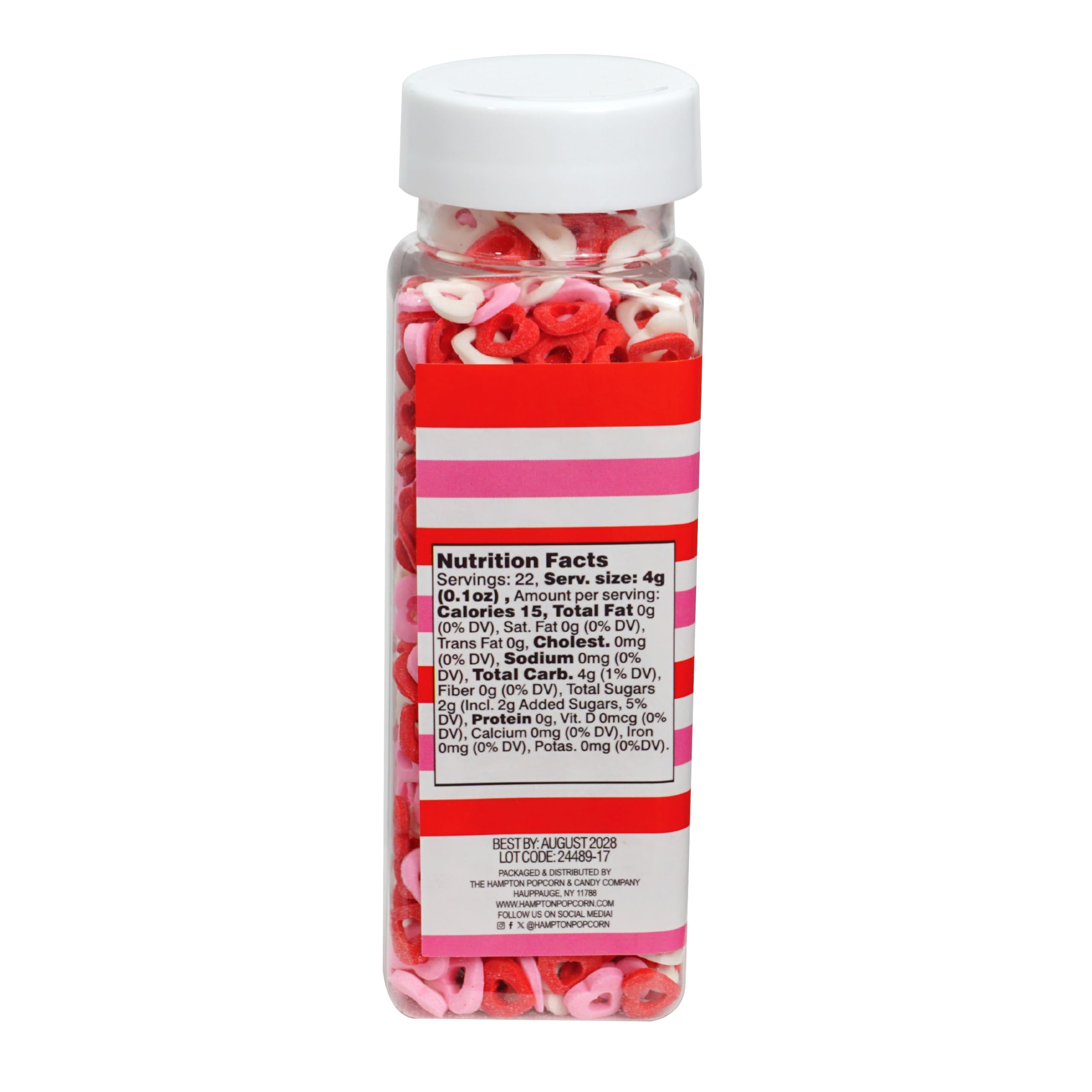 The Hampton Candy Company 3-17-ounce jar of heart sprinkles