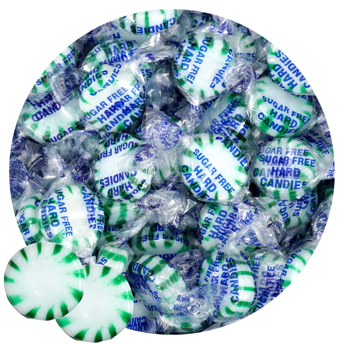 The Hampton Candy Company Arcor sugar-free spearmint starlight mints bag front view; ideal for sugar-free snacking.