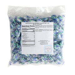 The Hampton Candy Company Arcor sugar-free spearmint starlight mints individual wrappers close-up; convenient portion control.