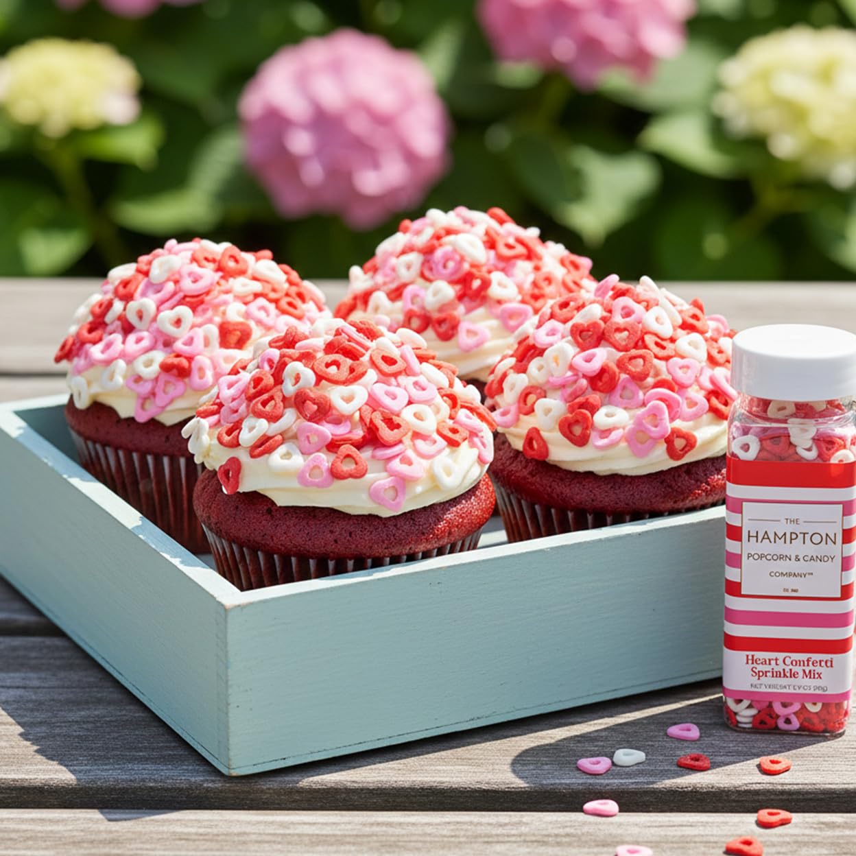 The Hampton Candy Company ice cream sundaes with heart sprinkles