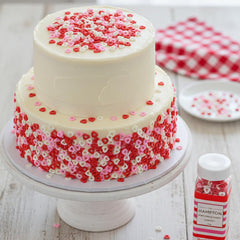 The Hampton Candy Company red white and pink heart sprinkles on cupcakes for decoration