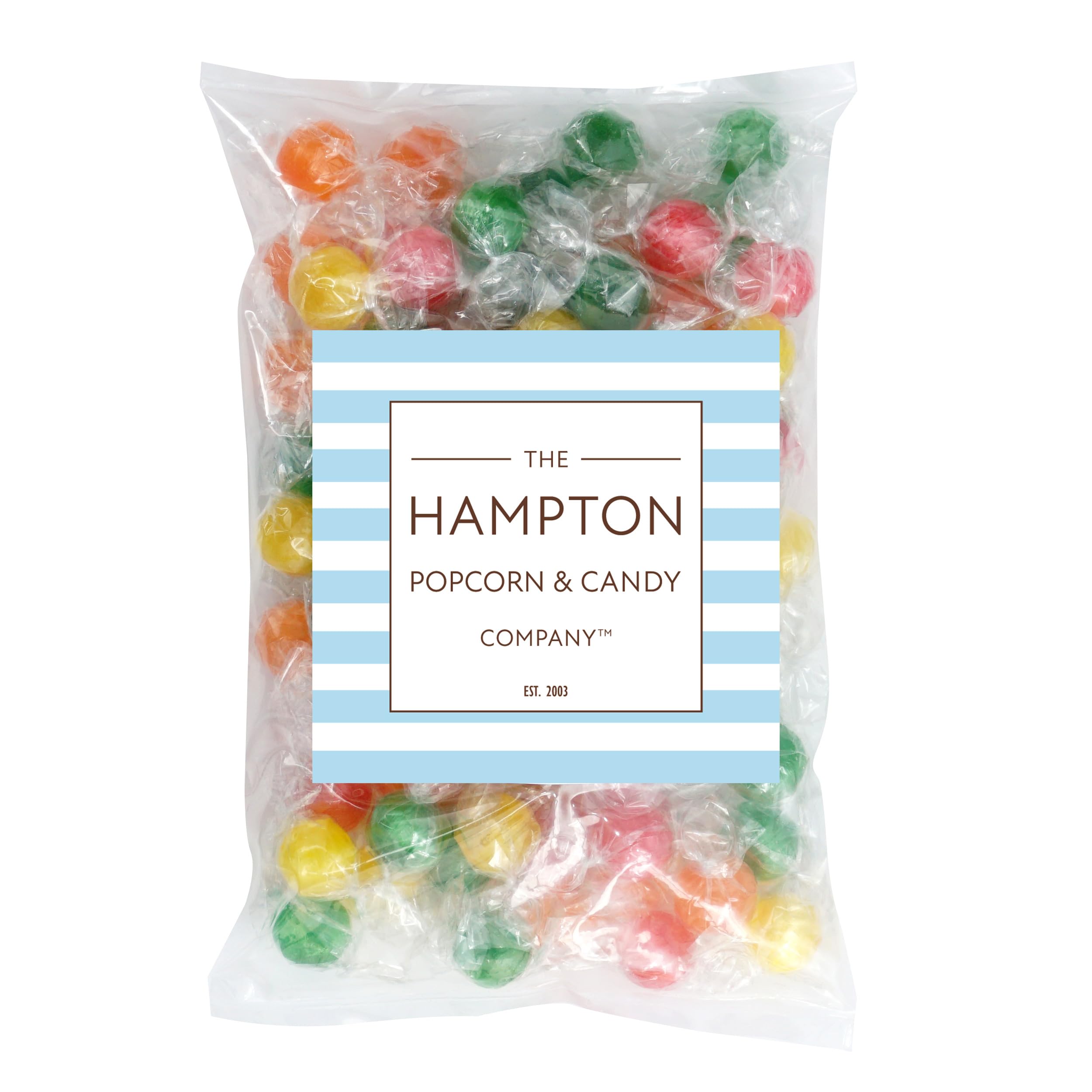 The Hampton Candy Company 1 lb bulk bag of sour candy balls for parties.