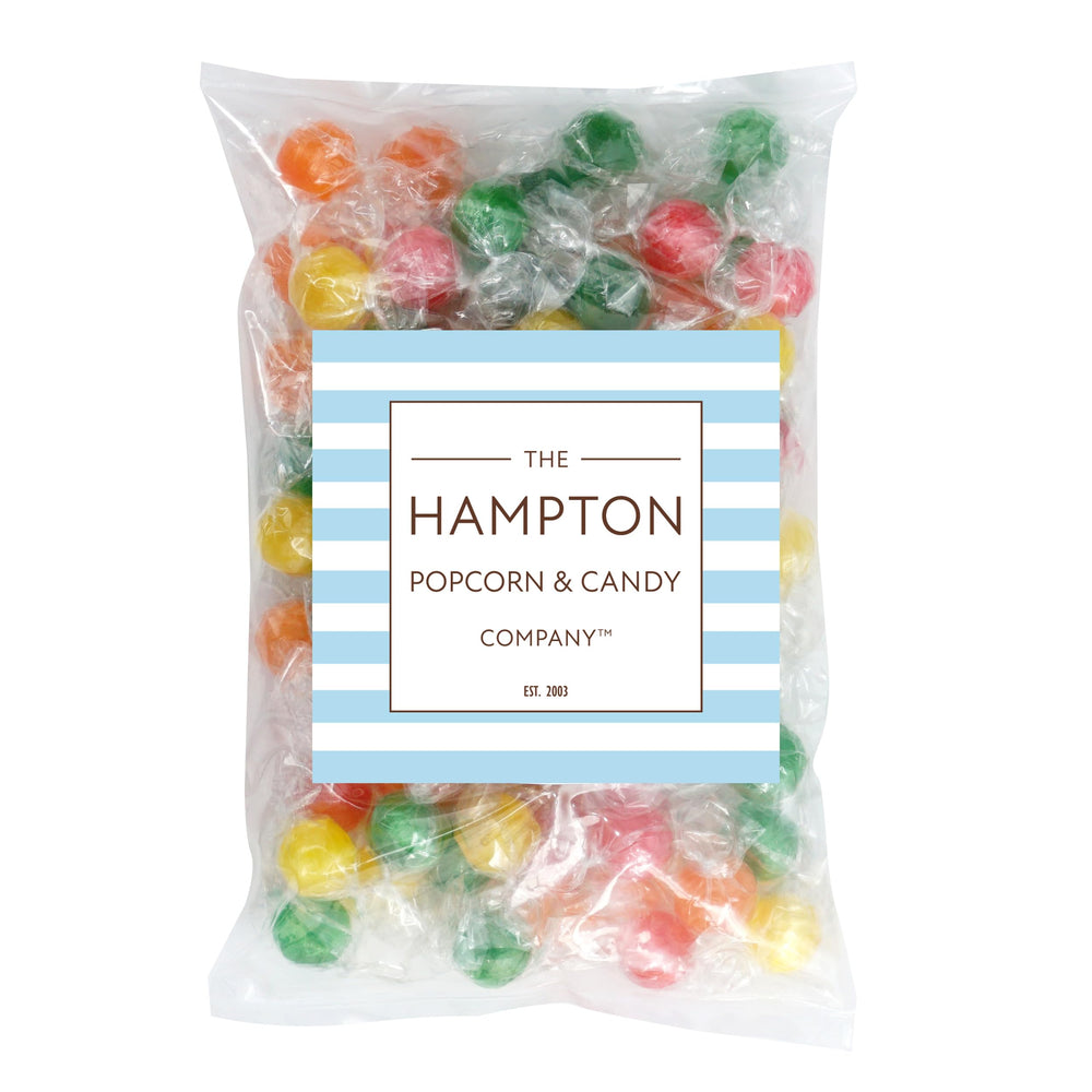 The Hampton Candy Company 1 lb bulk bag of sour candy balls for parties.