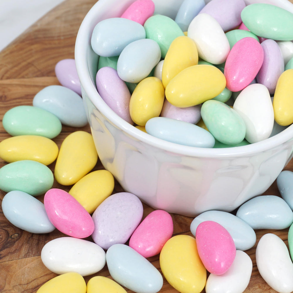 Jordan almonds in jars, The Hampton Candy Company, ideal for events.