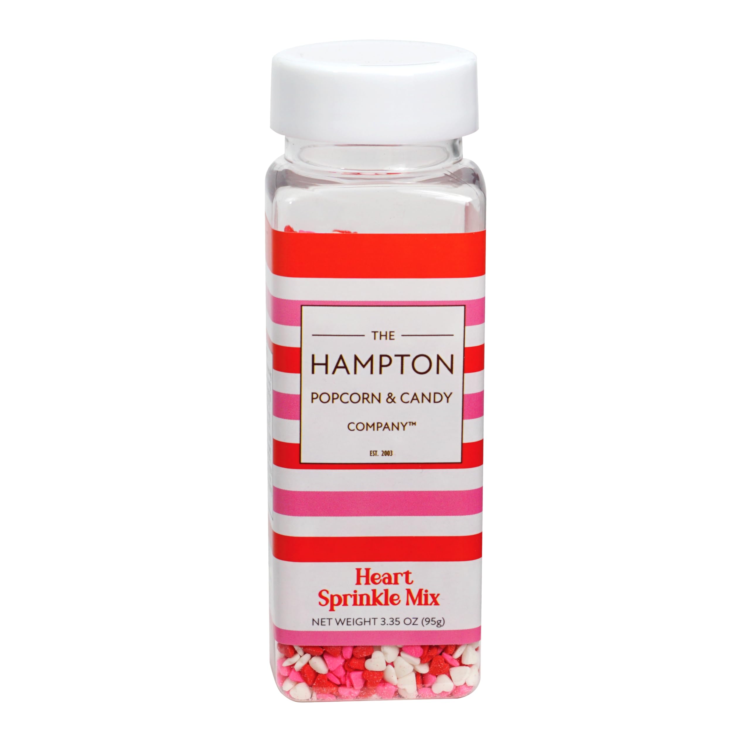 Cake decorated with Hampton heart sprinkles for special occasions