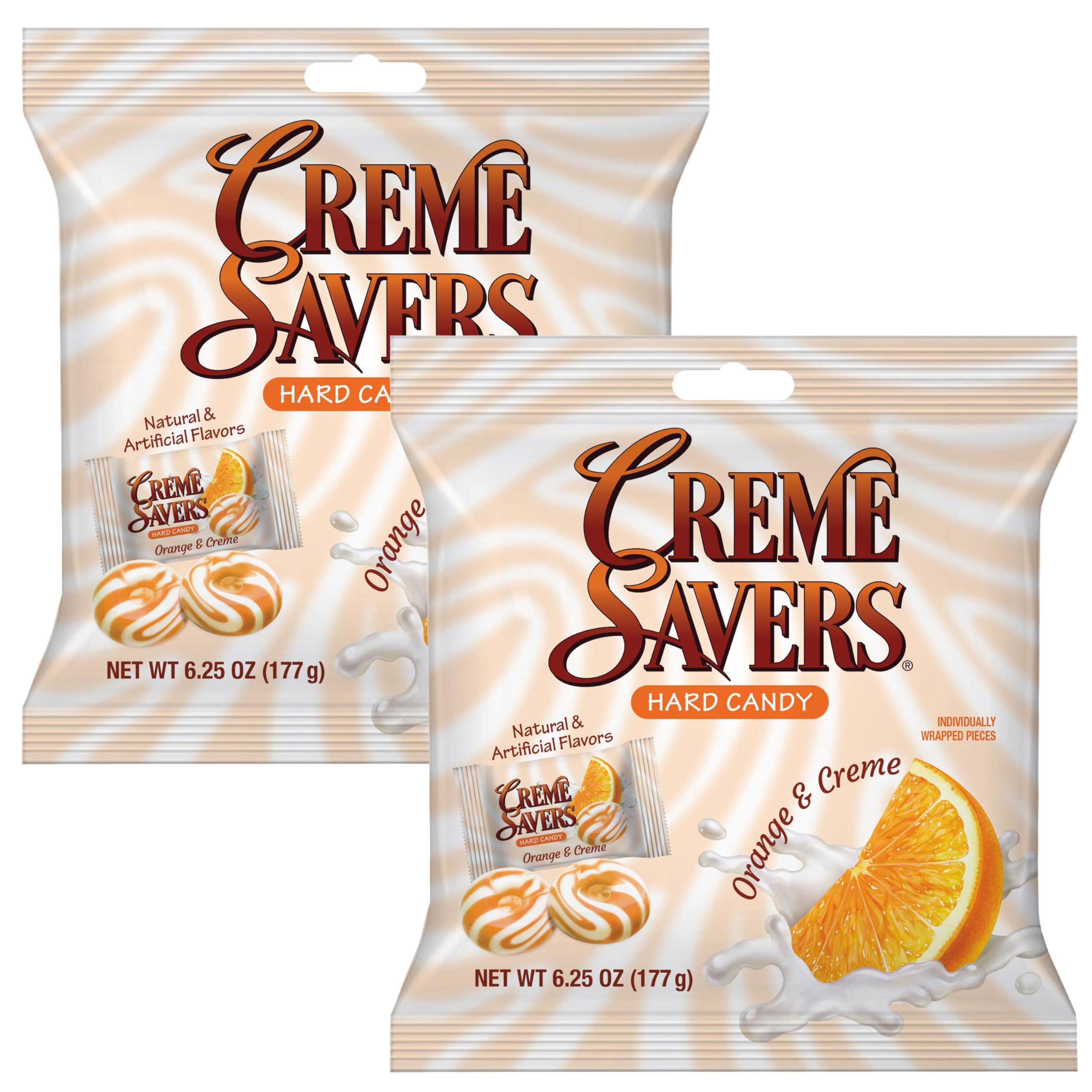 The Hampton Candy Company Cream Savers Orange and Cream bag, ideal for quick snacks.