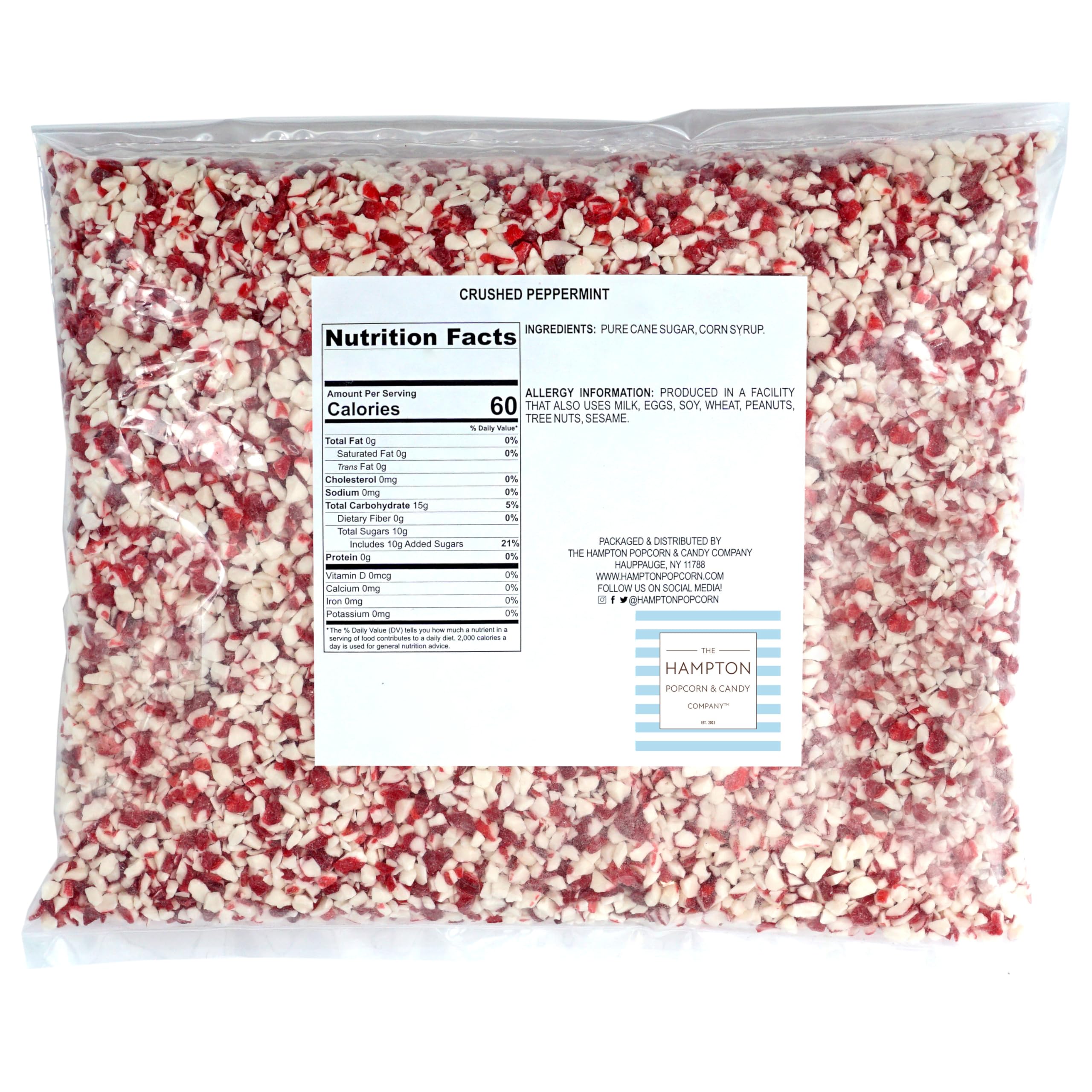 The Hampton Candy Company crushed peppermint candy pieces add festive red-white accents for cupcakes.