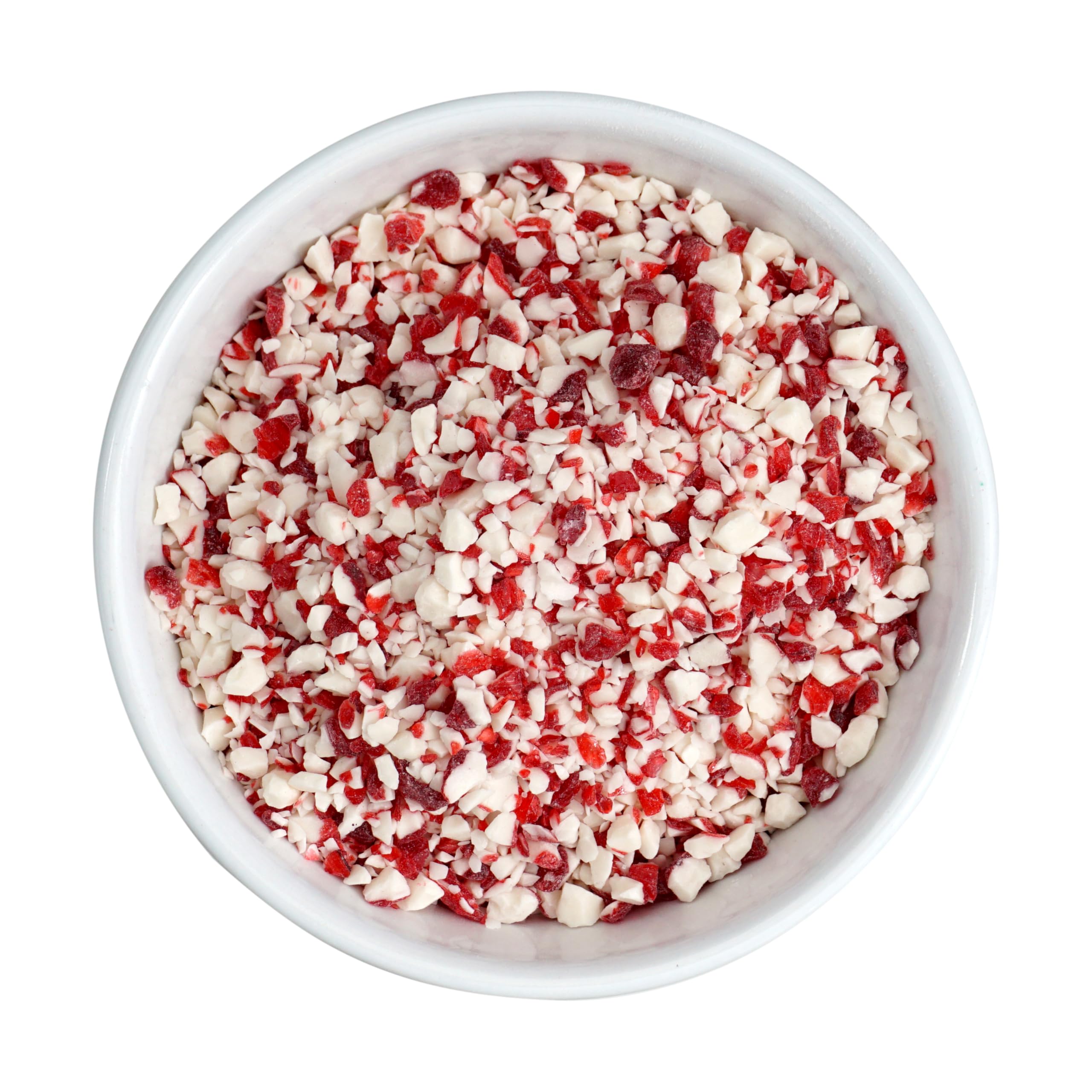 The Hampton Candy Company crushed peppermint candy pieces sprinkle over ice cream for a crunchy finish.