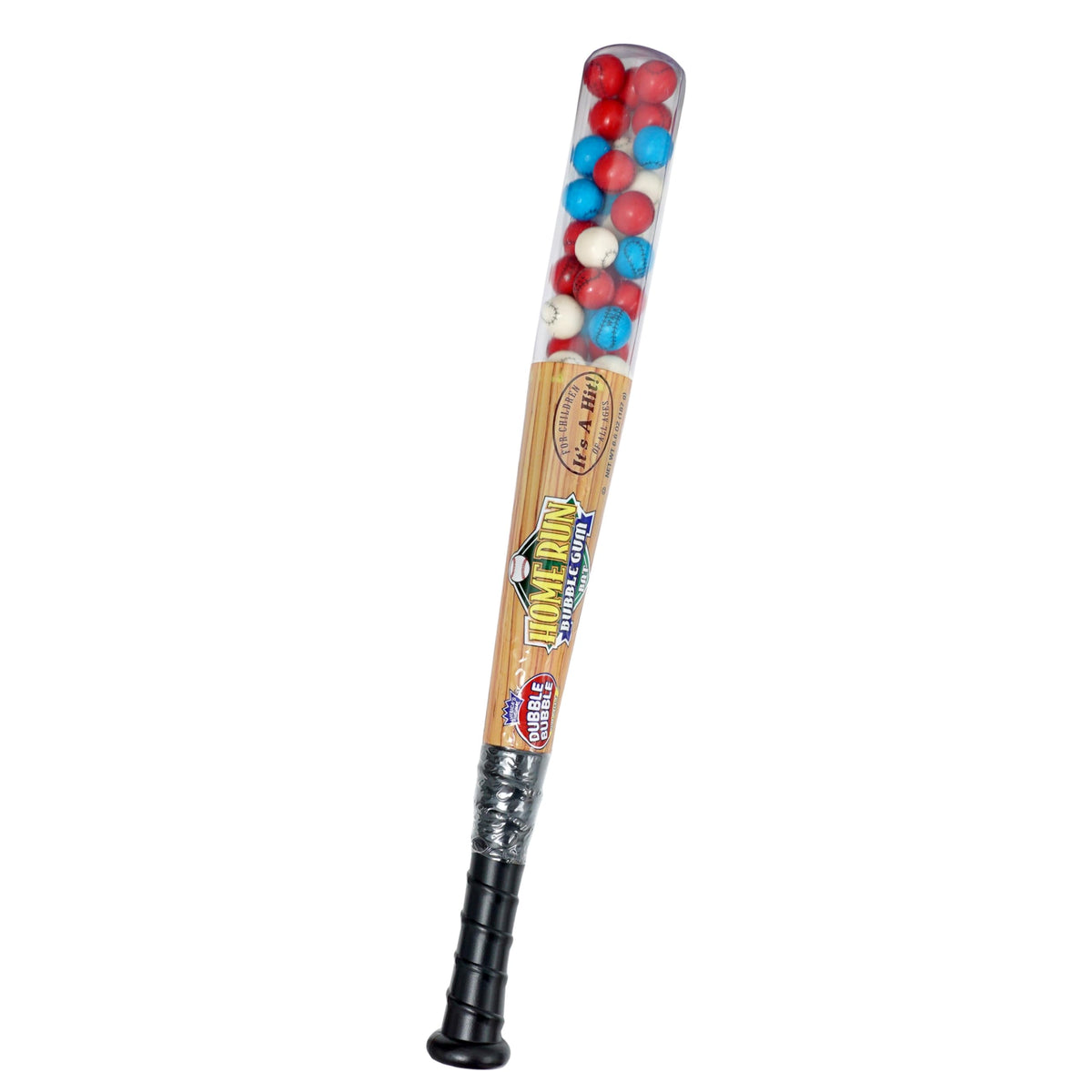 The Hampton Candy Company Double Bubble gumballs in an 18-inch bat-shaped container, ideal for parties