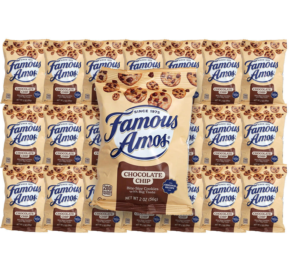 The Hampton Candy Company Famous Amos 21-pack cookies display bulk pantry convenience.