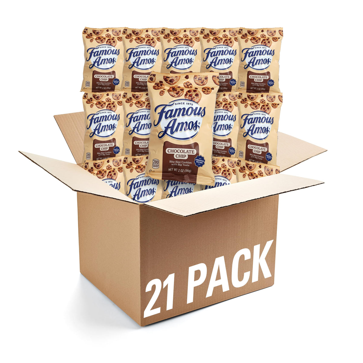 The Hampton Candy Company Famous Amos 2oz bags packaging for on-the-go snacking.