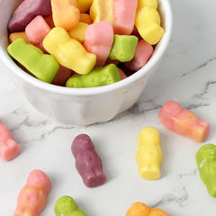 The Hampton Candy Company Gummi Jelly Babies on a party platter adds color and nostalgia