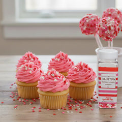 Hampton heart sprinkles close-up for vibrant cake decorating