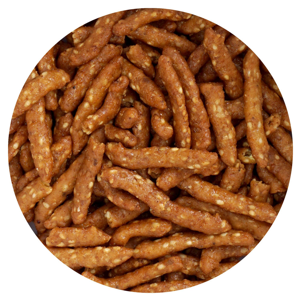 The Hampton Candy Company honey roasted sesame sticks in a 1-pound bulk bag, ideal for sharing.
