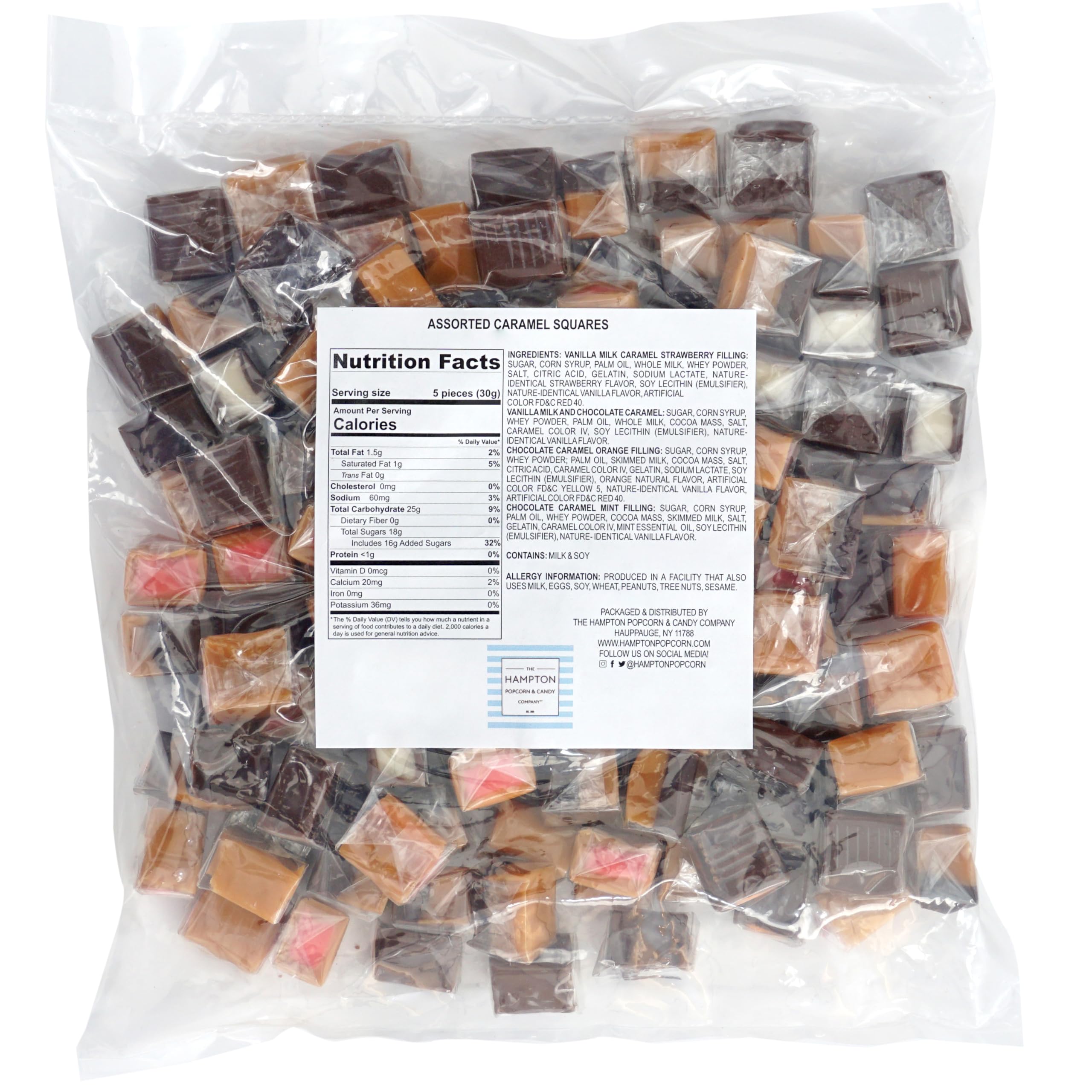 The Hampton Candy Company individually wrapped caramel cubes ideal for party favors.