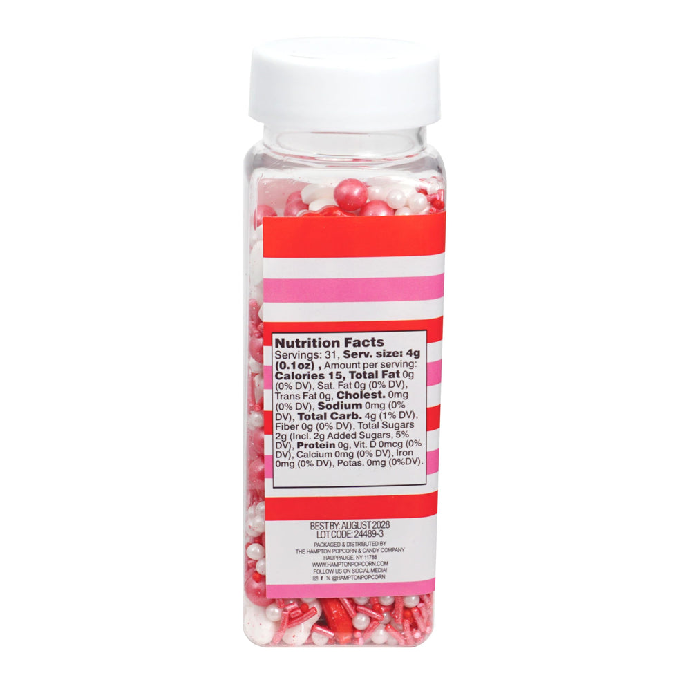 The Hampton Candy Company Lips & Hearts sprinkle jar is ready for gifting and party prep.