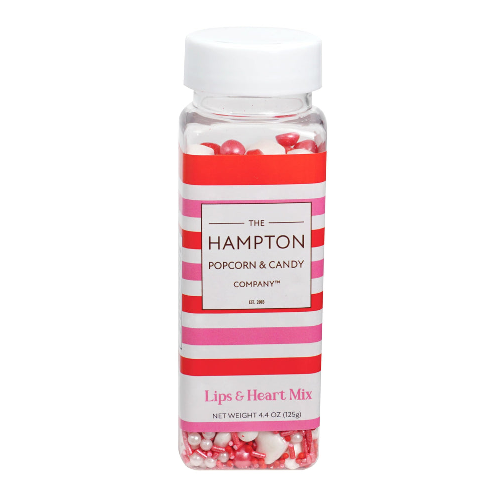 The Hampton Candy Company Lips & Hearts sprinkle on ice cream adds a pop of charm.