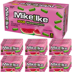 The Hampton Candy Company Mike and Ike Sour Watermelon 24-pack box display for sharing.