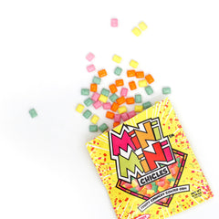 Bubble gum texture of Mini Mini Chicles for quick bursts.