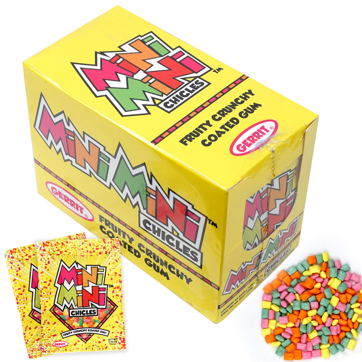 The Hampton Candy Company Mini Mini Chicles pack with assorted fruit flavors.
