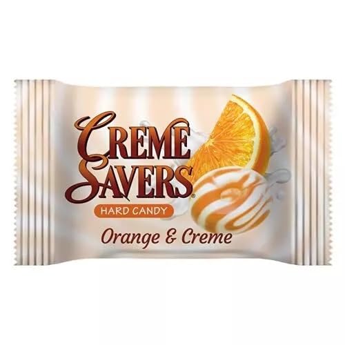 The Hampton Candy Company orange and cream hard candy closeup showing texture.